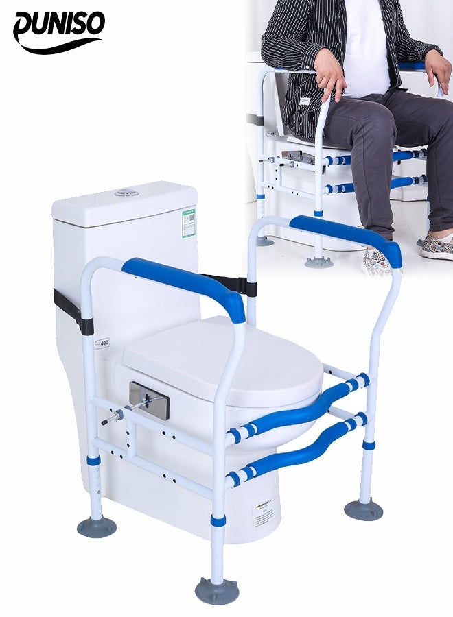 DUNISO Toilet Safety Rail, Elderly Toilet Safety Frame Rails, with 4 Big Suction Cups and Anti Slip Handrails, Adjustable Width and Height, No Need for Punching, Suitable for Any Toilet ﻿  - Image 1