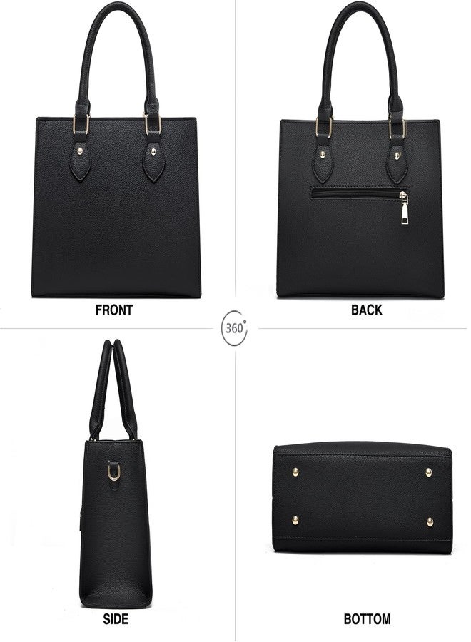 CHICAROUSAL Crossbody Purses and Handbags for Women PU Leather Tote Top Handle Satchel Shoulder Bags (1 LiZ Black) - Image 4