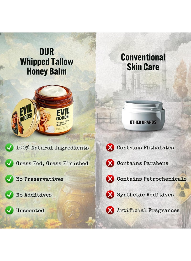 Evil Whipped Beef Tallow and Honey Balm Moisturizer for Skin, Face, Lips, Body - Unscented - Image 4