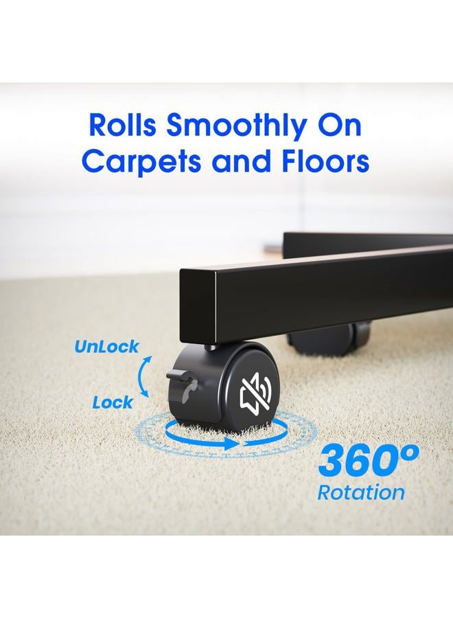 Zontera Mobile TV Stand for 23-60 Inch LCD LED OLED Flat Panel Curved Screen TVs up to 88 lbs, Tilt and Height Adjustable, Locking Rolling Wheels TV Cart with Shelf, Max VESA 400x400mm, Black - Image 4