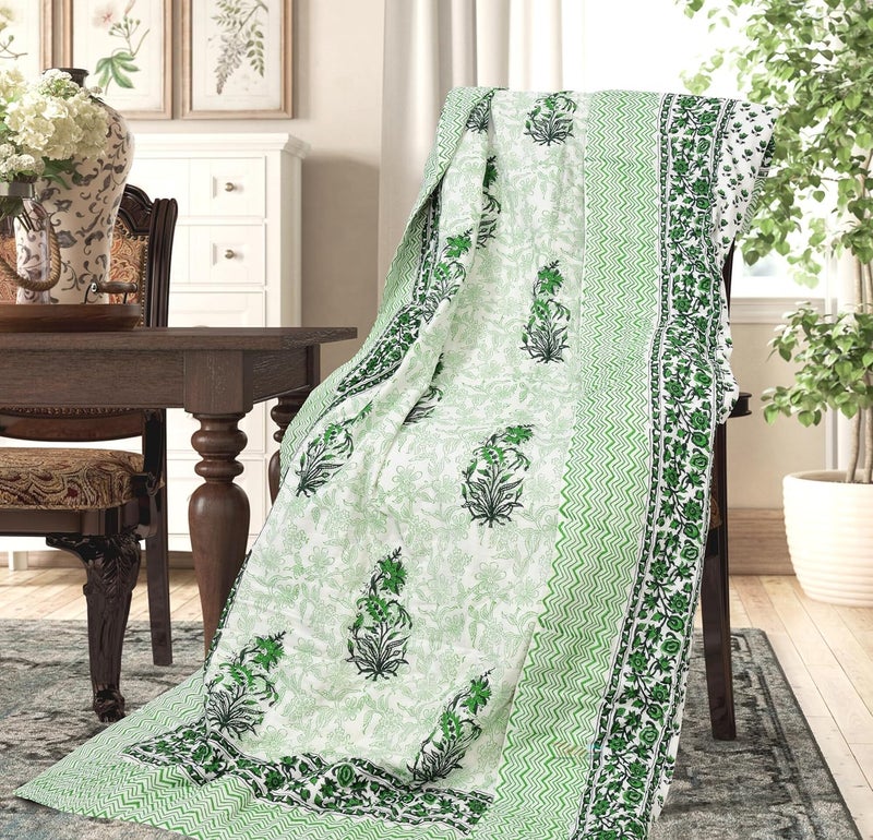 LOARSHY Hand Block Printed Pure Cotton Razai King Size Rajai/Quilts/Razzai - Green (Size 90X108 INCHES) - Image 1