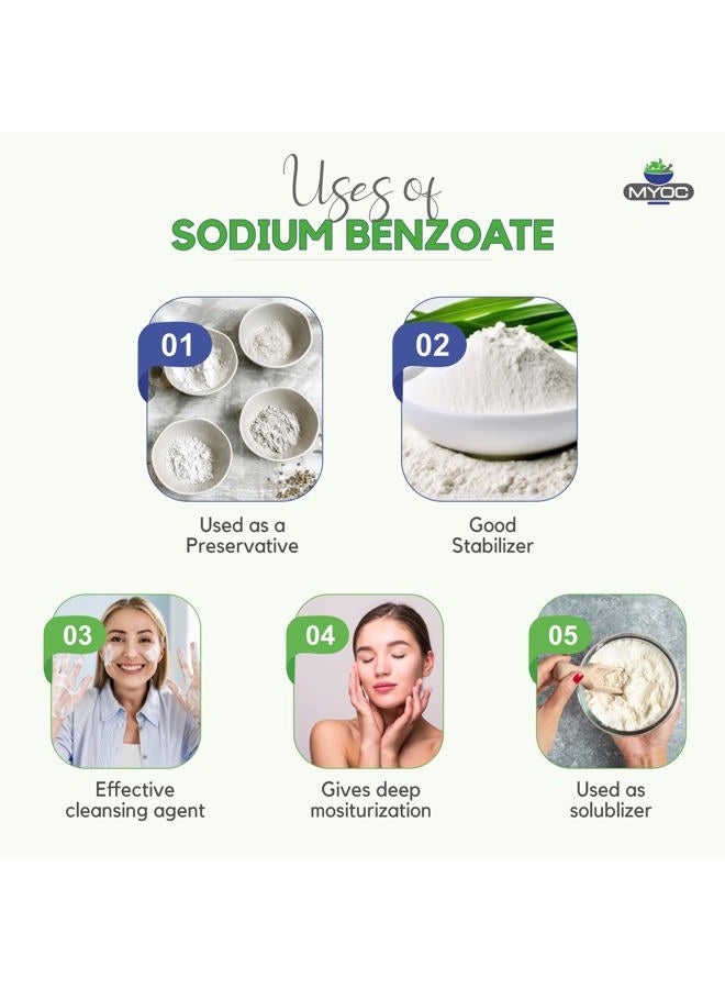Myoc Sodium Benzoate Powder | Cosmetic Grade Ingredient for DIY Skincare & Formulations | 3.52oz / 100g - Image 3