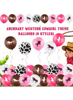 Civaner 50 Pcs Cowgirl Balloons 12 Inch Western Cowgirl Cowboy Theme Party Decorations Bachelorette Birthday Cow Print Latex Balloons Pink Brown Balloons For Cowgirl Bachelorette Party Supplies  - Image 3