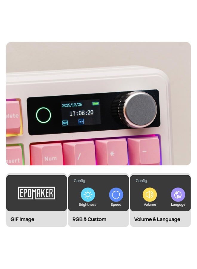 EPOMAKER TH99 PRO 96% Mechanical Keyboard with Screen & Knob, 10000mAh, 2.4Ghz/BT, Hot Swap, Custom Driver, RGB Backlight, PBT Keycap, Wireless Gaming Keyboard for PC/Mac (Pink, Creamy Jade) - Image 3