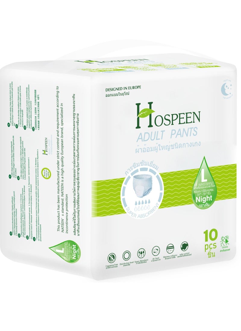 nateen Nateen Hospeen Adult Diapers Pants,Period Pants for Sanitary Protection,Large,Waist Size 80-130cm,10 Count Night Unisex Adult Pull Ups,Panty Style Sanitary Pads for Women,Super Soft Fit.  - Image 1