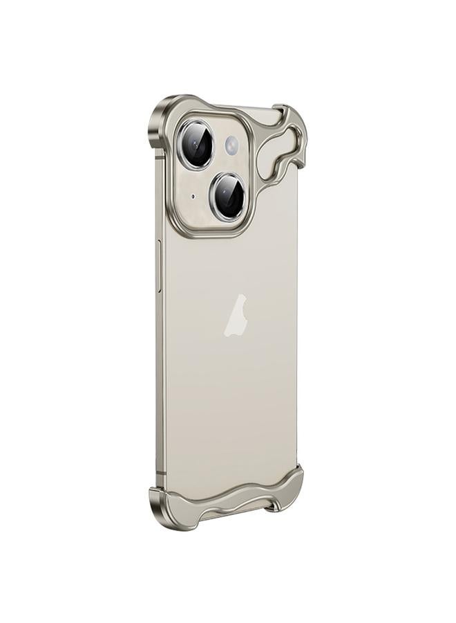 S-TOP Case For iPhone 14 Plus Frameless Metal Corner Pad Phone Case with Lens Film - Image 1
