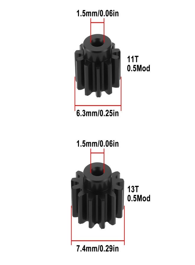 Briny River 4Pcs 11T&13T Pinon Gear 0.5 Mod LMCB113P01 Compatible with Losi Micro-B Delrin RC Car, 1.5mm Aperture - Image 4