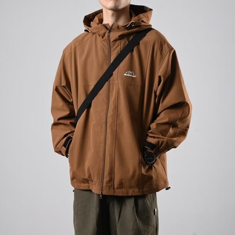 Autumn Men Travel Outdoor Coat Loose Slim Fit Capsule Clothing High-end Feel Wide Shoulder Capsule Korean Style W128 Brown  - Image 1