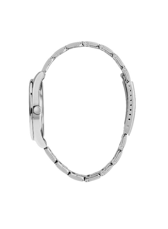 Chronostar ساعة رجالية بيضاء ذات قرص تناظري دائري مع سوار من الفولاذ المقاوم للصدأ باللون الفضي - 39mm - R3753316002 - Image 3