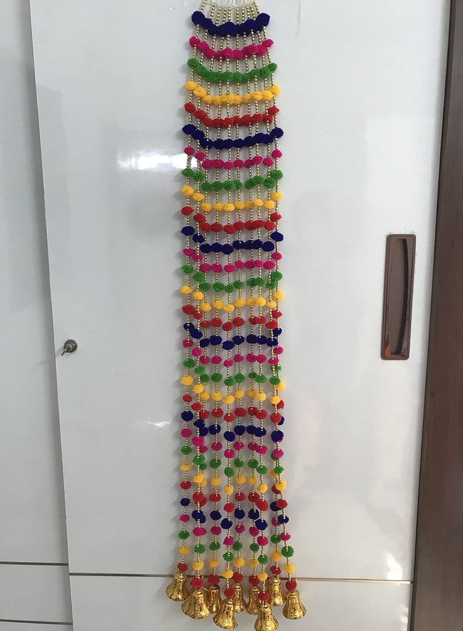 Aahum Magpie Collections Handmade Multicolor Strings Pom Pom for Door,Wall Hanging Bandhanwar Toran, Garland for Decoration Diwali Festival,Navratri,Wedding (3FT,5 Strings) - Image 1