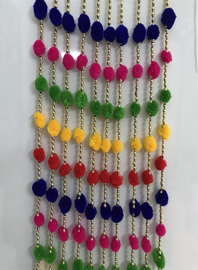 Aahum Magpie Collections Handmade Multicolor Strings Pom Pom for Door,Wall Hanging Bandhanwar Toran, Garland for Decoration Diwali Festival,Navratri,Wedding (3FT,5 Strings) - Image 5