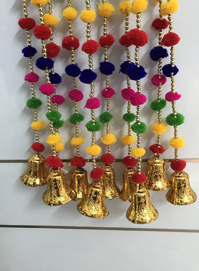 Aahum Magpie Collections Handmade Multicolor Strings Pom Pom for Door,Wall Hanging Bandhanwar Toran, Garland for Decoration Diwali Festival,Navratri,Wedding (3FT,5 Strings) - Image 3