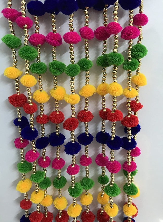 Aahum Magpie Collections Handmade Multicolor Strings Pom Pom for Door,Wall Hanging Bandhanwar Toran, Garland for Decoration Diwali Festival,Navratri,Wedding (3FT,5 Strings) - Image 4