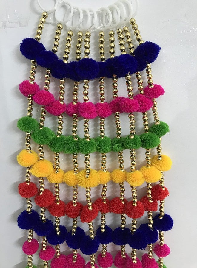 Aahum Magpie Collections Handmade Multicolor Strings Pom Pom for Door,Wall Hanging Bandhanwar Toran, Garland for Decoration Diwali Festival,Navratri,Wedding (3FT,5 Strings) - Image 2