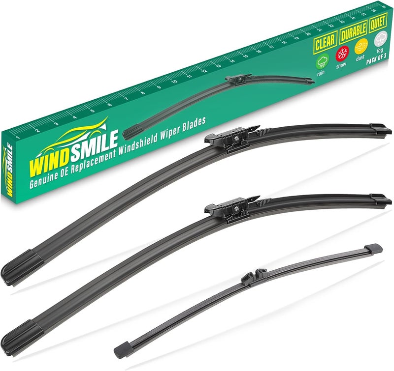 WINDSMILE 24" 18" 11" Windshield Wiper Blades Replacement for Lincoln Nautilus 2019 2020 2021 2022 2023 2024 / Lincoln MKX 2016 2017 2018 Premium All Weather Front Rear Wipers Set - OEM Quality (Pack of 3) - Image 1