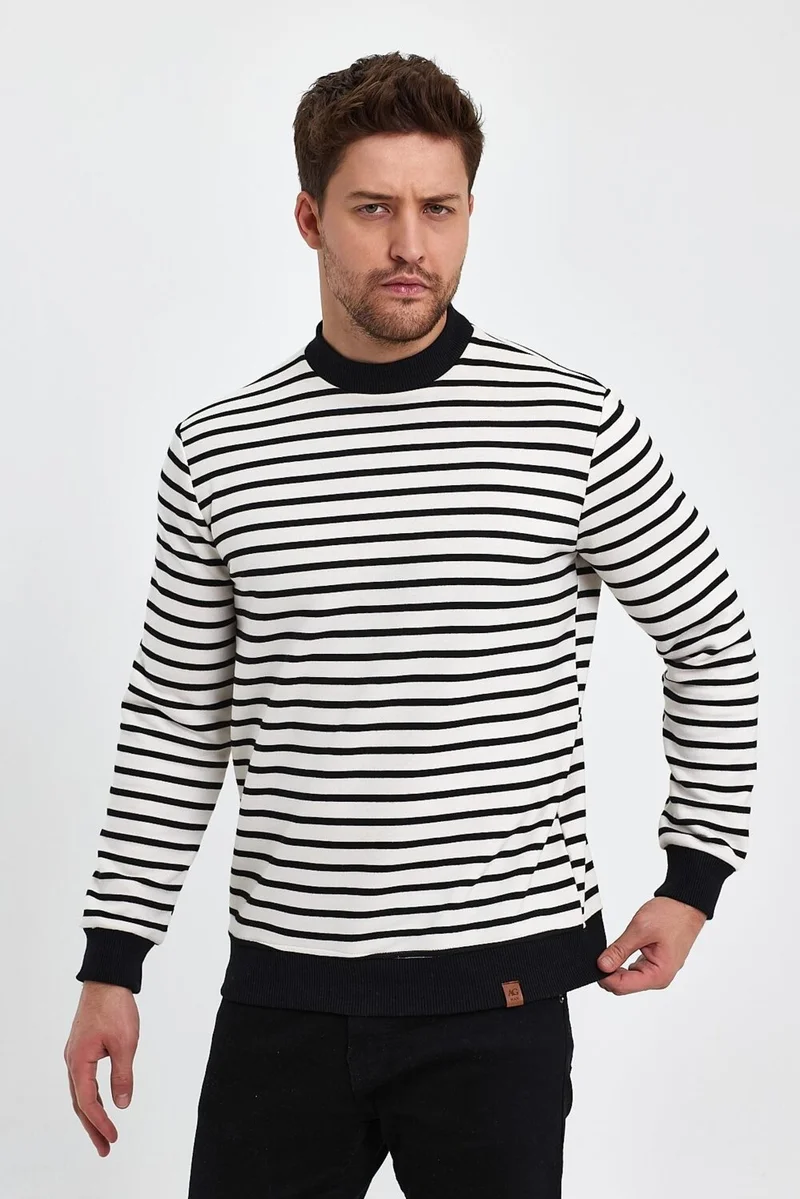 الكسندر جاردي Alexandergardı Crew Neck Striped SWEATSHIRT(E23-761A-ERK)