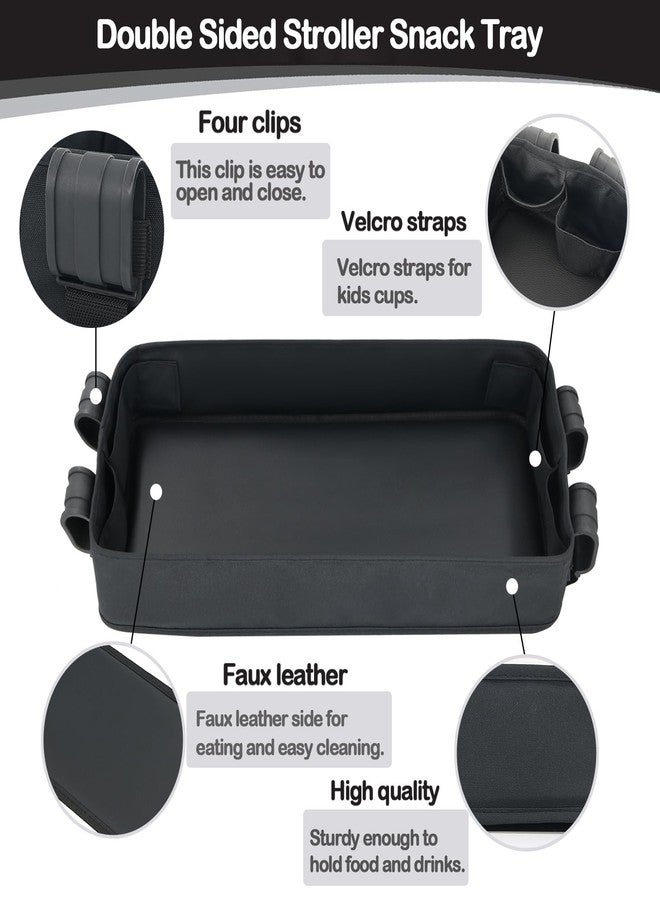 Pemaly Stroller Snacks Tray for Wonderfold Wagon W Series Accessories Waterproof Kids Toy Placement Faux Leather Sides for Eating and 4 Kid’s Cup Holder (W4 Series) - Image 2