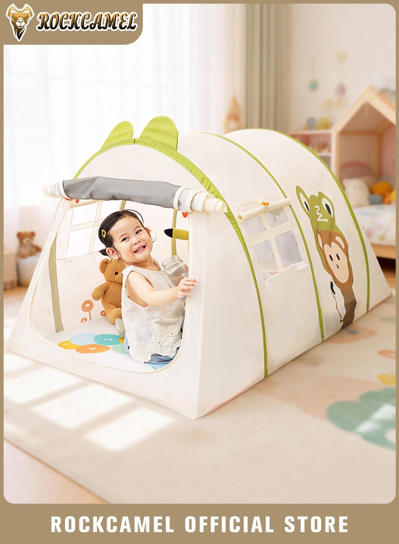 ROCKCAMEL خيمة لعب للأطفال، بيت لعب متنقل داخلي وخارجي مع حقيبة حمل، قلعة أطفال قابلة للطي للأولاد والبنات، إعداد سريع لزاوية القراءة، غرفة اللعب (132 × 102 × 82 سم) - Image 1