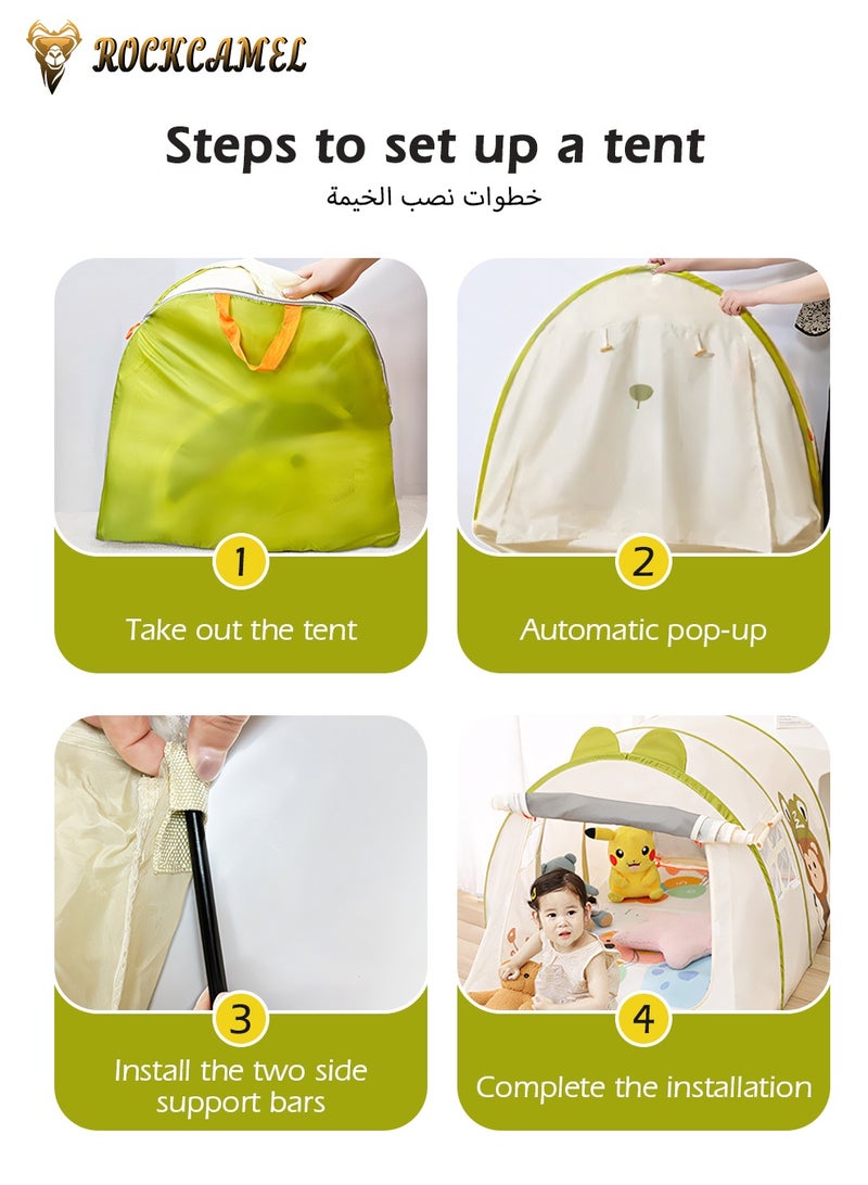 ROCKCAMEL خيمة لعب للأطفال، بيت لعب متنقل داخلي وخارجي مع حقيبة حمل، قلعة أطفال قابلة للطي للأولاد والبنات، إعداد سريع لزاوية القراءة، غرفة اللعب (132 × 102 × 82 سم) - Image 4