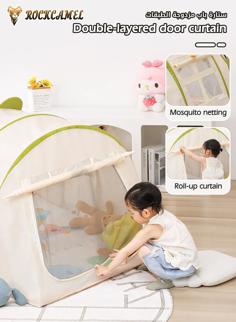 ROCKCAMEL خيمة لعب للأطفال، بيت لعب متنقل داخلي وخارجي مع حقيبة حمل، قلعة أطفال قابلة للطي للأولاد والبنات، إعداد سريع لزاوية القراءة، غرفة اللعب (132 × 102 × 82 سم) - Image 5