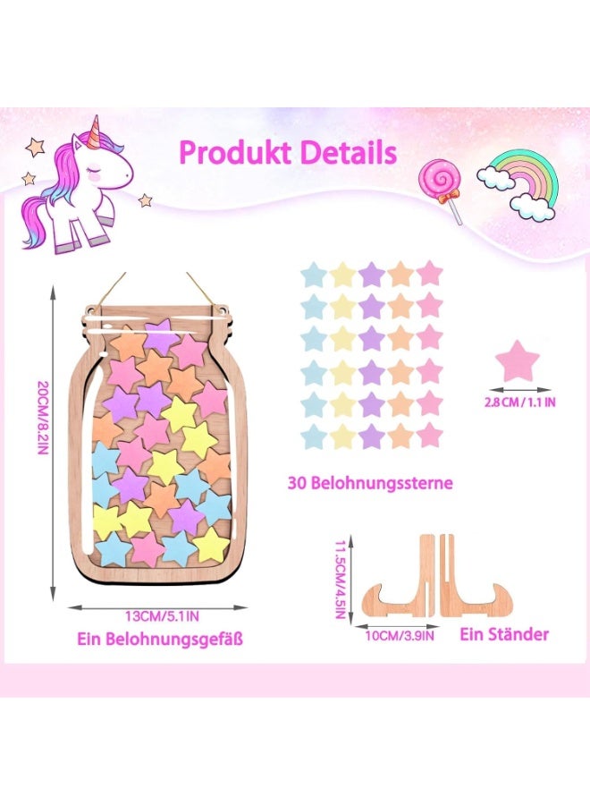 KOWVOWZ Reward Jar for Kids, Personalized Stars Reward Jar, Classroom Reward Jars, Children's Reward System Primary School Teacher Supplies Reward Glass with Wooden Holder and 30 Stars 14.5 x 21 - Image 2