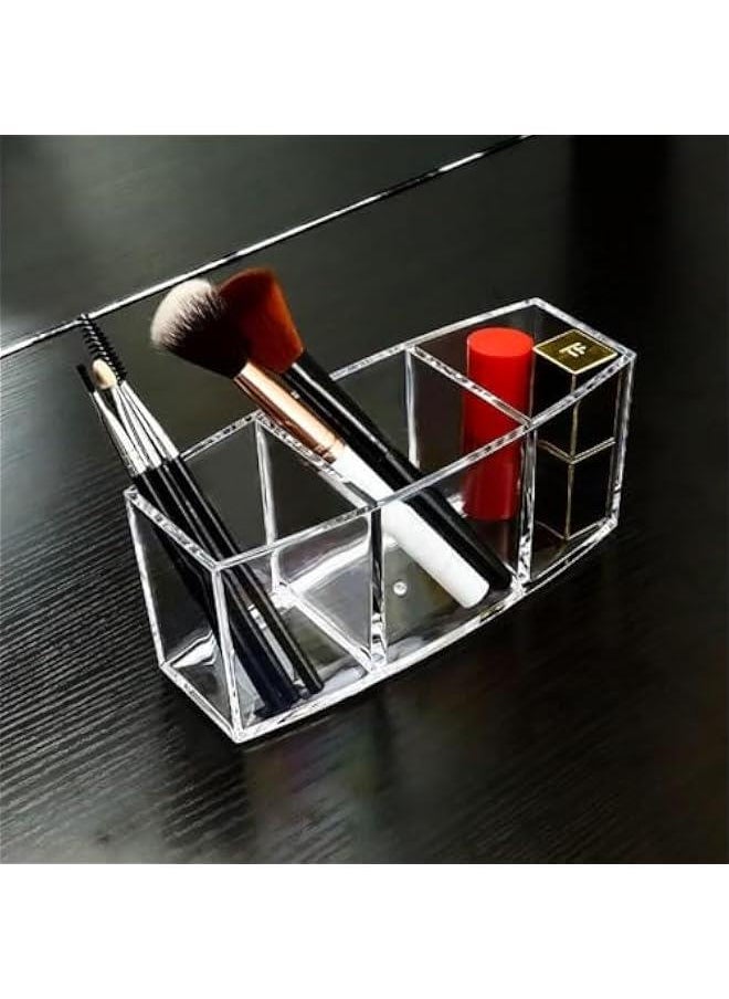 HOOKOR Acrylic Makeup Brush Organiser, Eyeliners Display Holder, Clear Cosmetic Storage with 3 Slots (Rectangular)  - Image 3