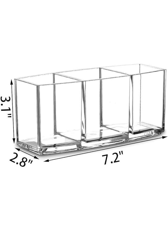 HOOKOR Acrylic Makeup Brush Organiser, Eyeliners Display Holder, Clear Cosmetic Storage with 3 Slots (Rectangular)  - Image 5