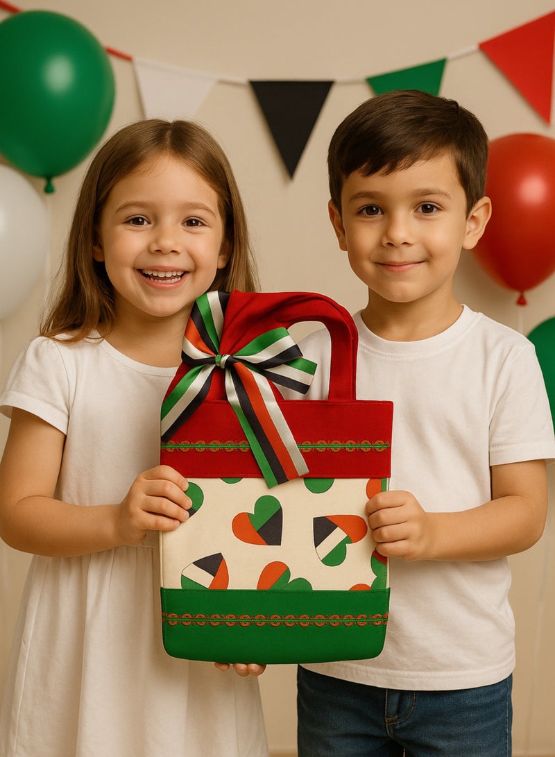 UAE National Day Gift Bags Set (10 Pcs) – Premium Fabric Bags with Ribbon Bow | Reusable Tote Gift Bags for National Day Celebrations, Events, and Parties | UAE Flag Color Design (Red, Green, White, Black) - Image 3