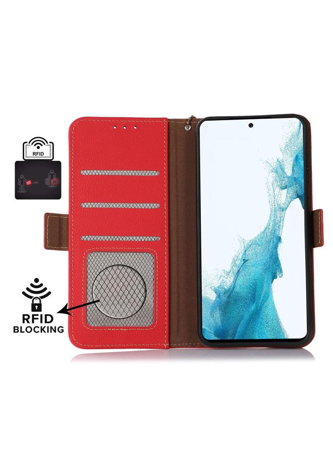 اس-توب جراب لهاتف Samsung Galaxy S24 FE 5G، جراب هاتف TJ من الجلد الأصلي بمغناطيس جانبي بتقنية RFID - Image 5