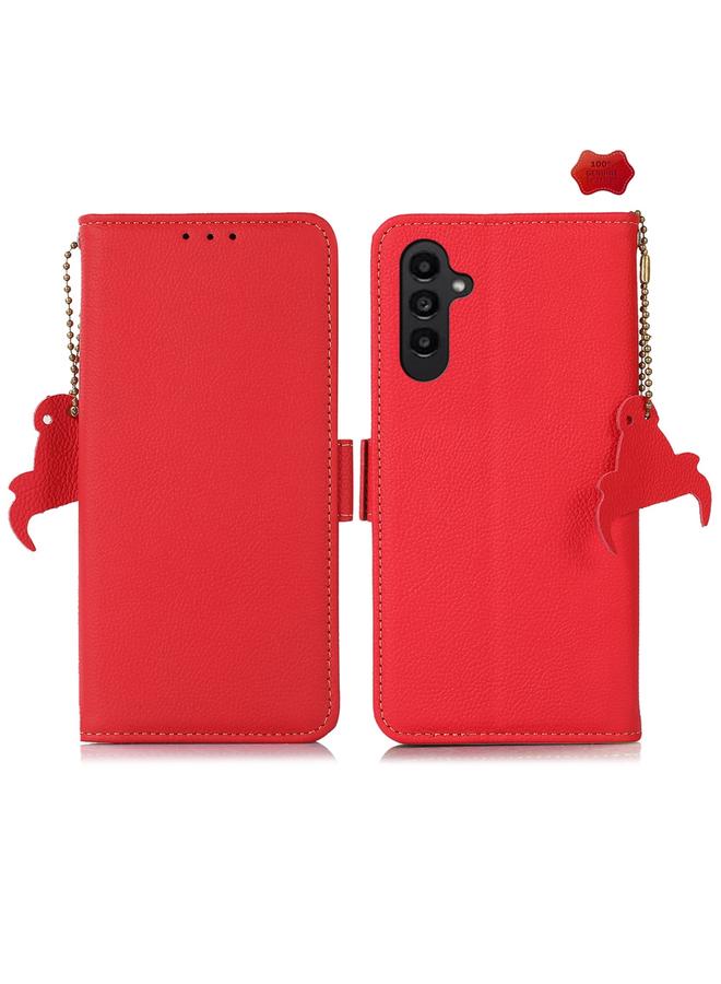 اس-توب جراب لهاتف Samsung Galaxy S24 FE 5G، جراب هاتف TJ من الجلد الأصلي بمغناطيس جانبي بتقنية RFID - Image 1