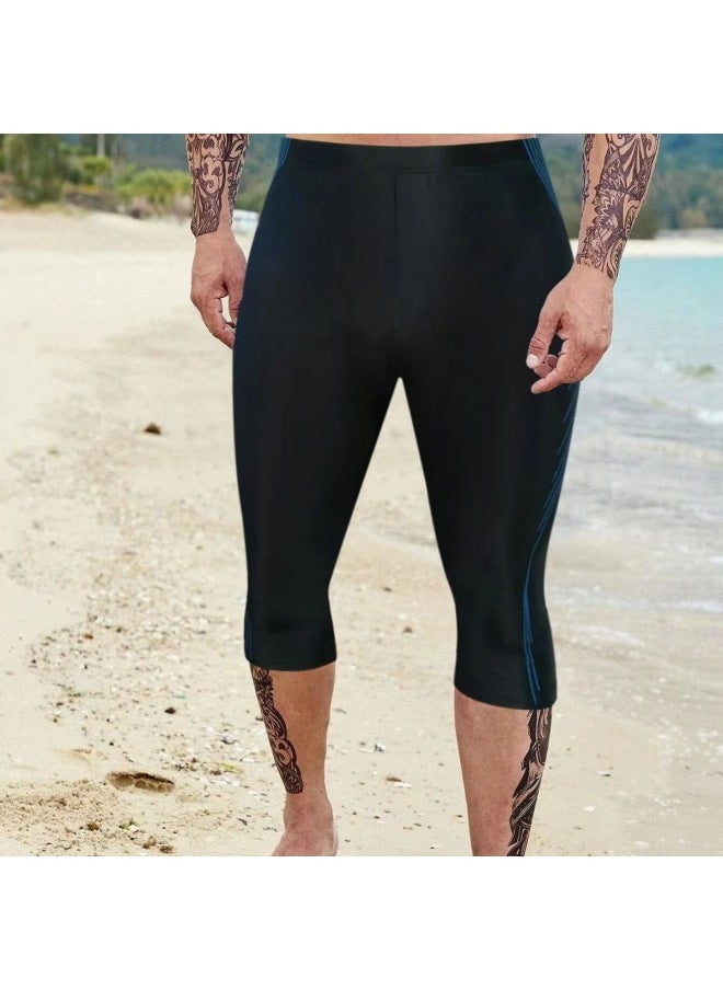 Loquat 2024 Men's Swimming Training Running Beach High Waist Plus Size Multi-functional Sports Shorts-Color:Black And Blue Letters-  - Image 4