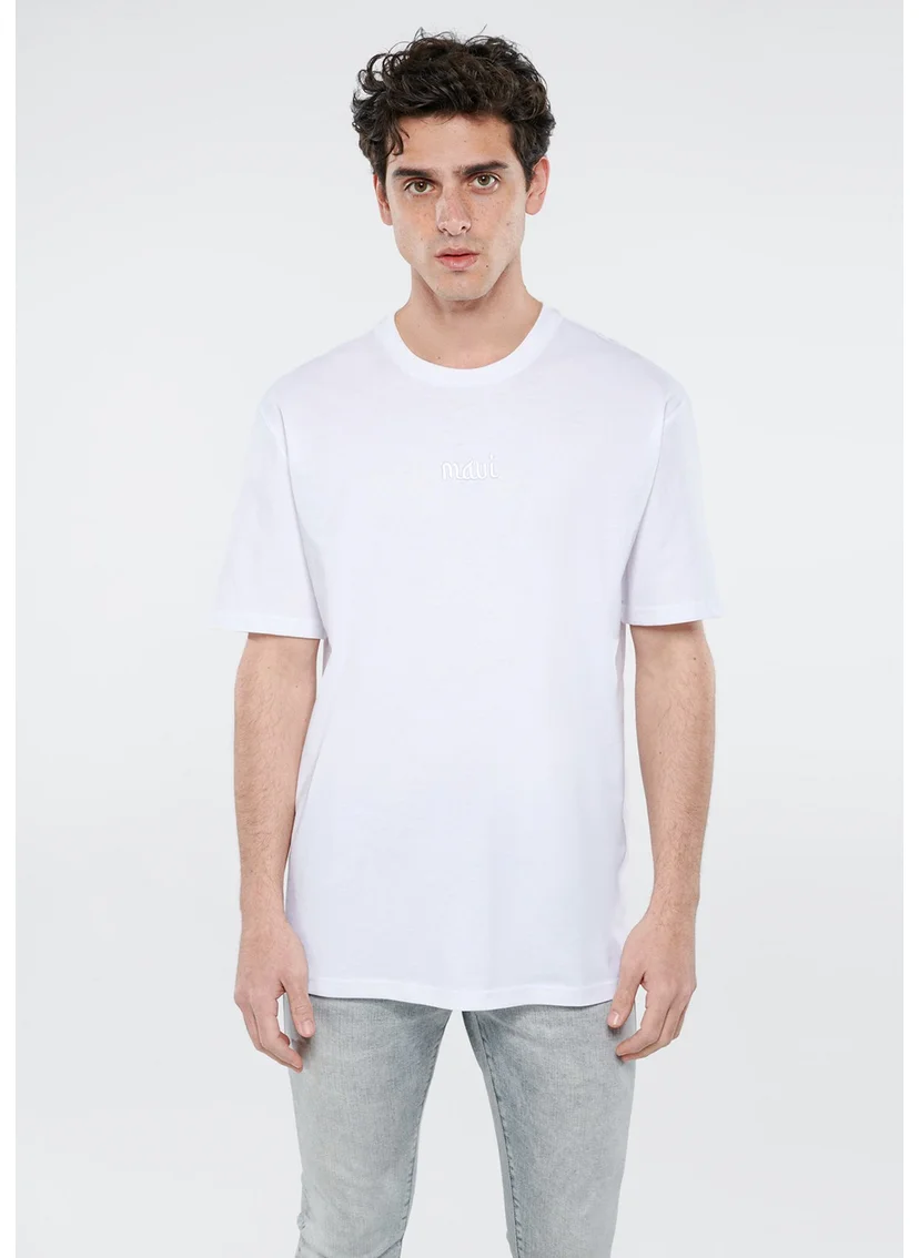 مافي Blue Men's Blue Logo Printed White T-Shirt 0610100-620