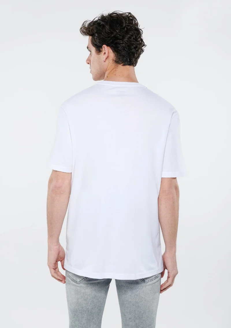 مافي Blue Men's Blue Logo Printed White T-Shirt 0610100-620