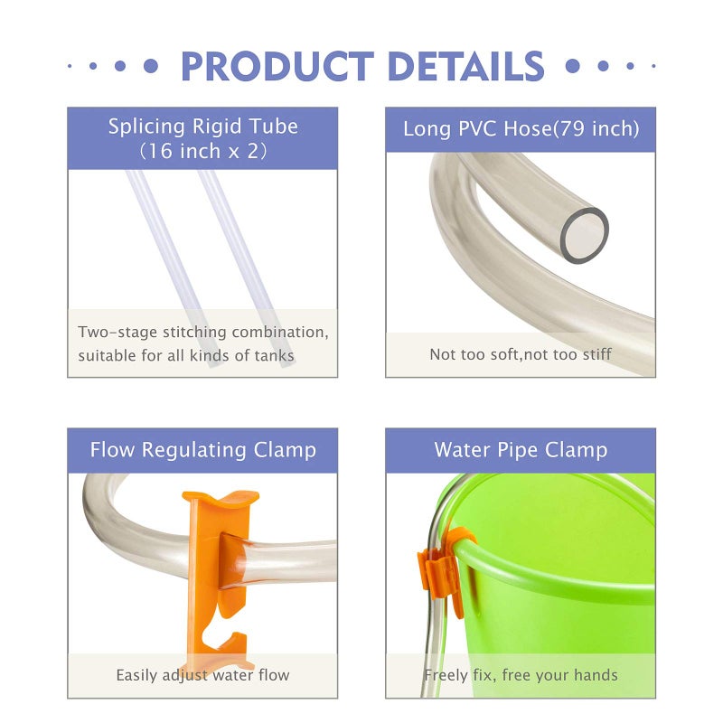 hygger Aquarium Gravel Cleaner, New Quick Water Changer with Air-Pressing Button Fish Tank Sand Cleaner Kit Aquarium Siphon Vacuum Cleaner with Water Hose Controller Clamp - Image 4