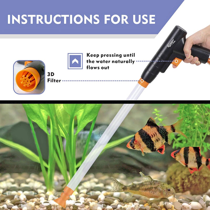 hygger Aquarium Gravel Cleaner, New Quick Water Changer with Air-Pressing Button Fish Tank Sand Cleaner Kit Aquarium Siphon Vacuum Cleaner with Water Hose Controller Clamp - Image 3
