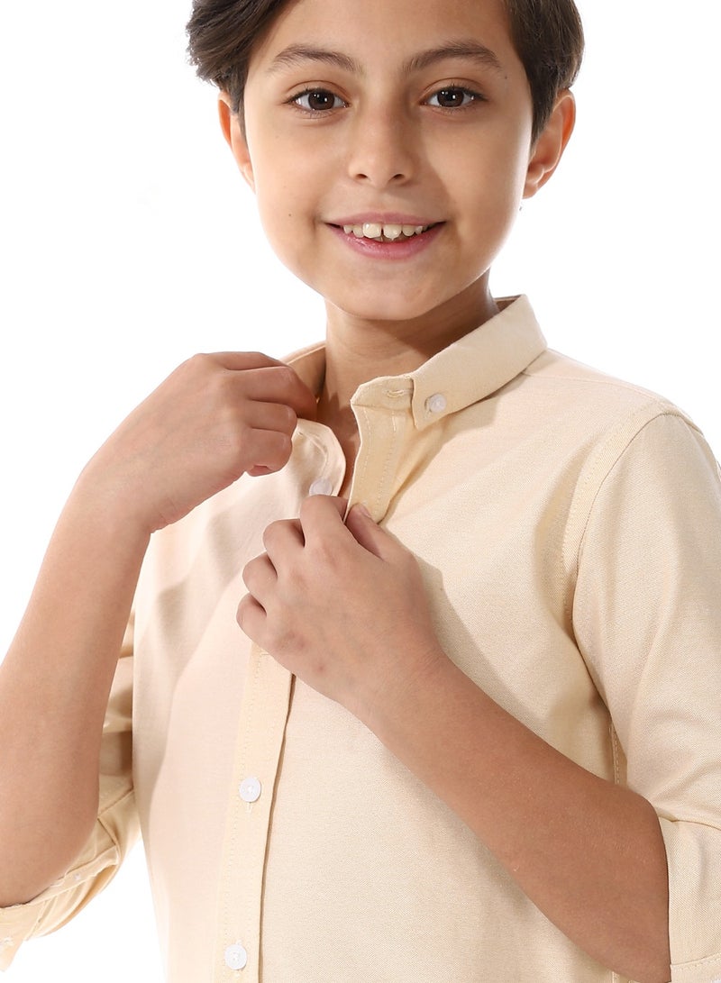 Andora Turn Down Collar Boys Oxford Shirt_ Light Orange  - Image 4