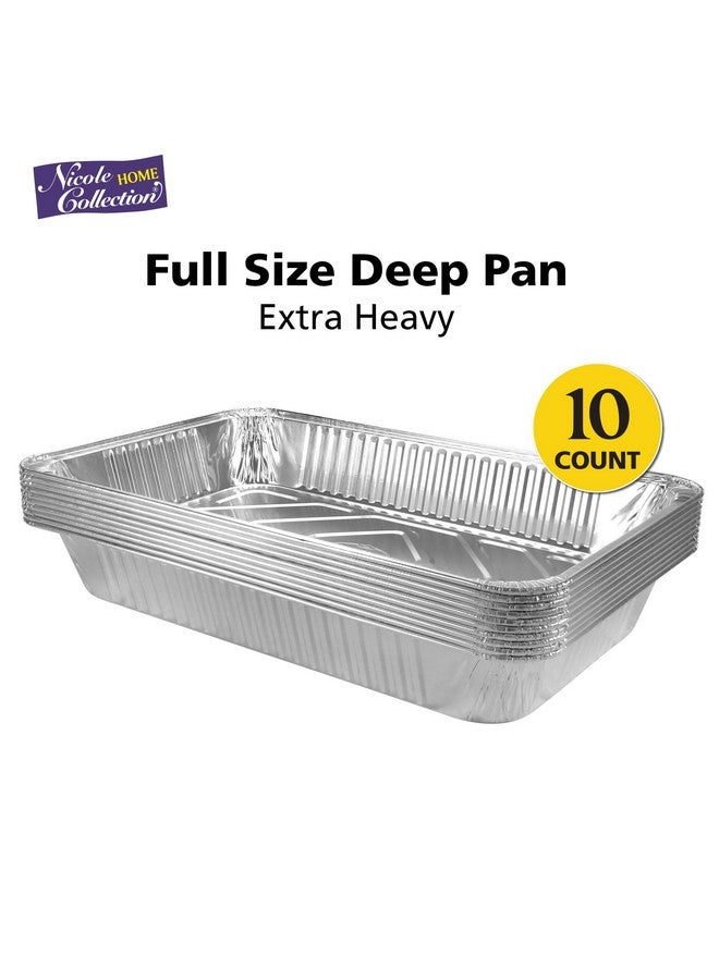 Nicole Home Collection Aluminum Pans Full Size, Large Disposable Roasting & Baking Pan, 21"x13" Deep Foil Pans (10 Pack) Extra Heavy Duty Chafing Trays for Hotels, Restaurants, Caterers, Steam Table, Buffets & Bakeware  - Image 2