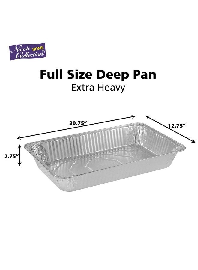 Nicole Home Collection Aluminum Pans Full Size, Large Disposable Roasting & Baking Pan, 21"x13" Deep Foil Pans (10 Pack) Extra Heavy Duty Chafing Trays for Hotels, Restaurants, Caterers, Steam Table, Buffets & Bakeware  - Image 3