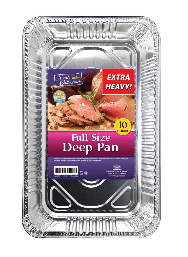 Nicole Home Collection Aluminum Pans Full Size, Large Disposable Roasting & Baking Pan, 21"x13" Deep Foil Pans (10 Pack) Extra Heavy Duty Chafing Trays for Hotels, Restaurants, Caterers, Steam Table, Buffets & Bakeware  - Image 1