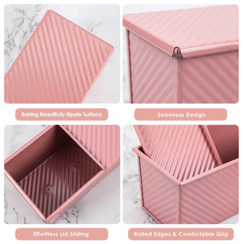 Spmarkt Premium Pink 13-inch Pullman Loaf Pan with Lid - Perfect for Baking Professional-Grade Sandwich Bread, PFOA & PTFE Free, Healthy & Stylish Non-Stick Bread Loaf Pan for Homemade Bread - Image 3