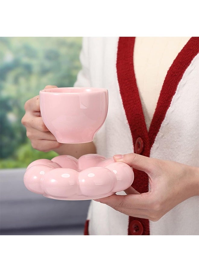 Hihonor Ceramic Flower Coffee Mug with Saucer,Creative Cloud Coffee Cup,Ceramic Tea Cup Mug for Coffee Milk Tea Latte Yogurt  - Image 5