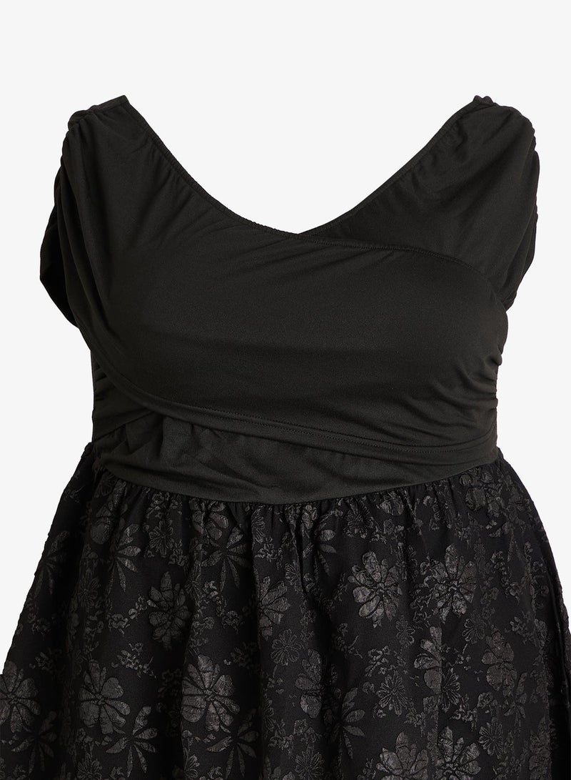 Ginger Plus Off Shoulder Wrap Jacquard Dress - Image 5
