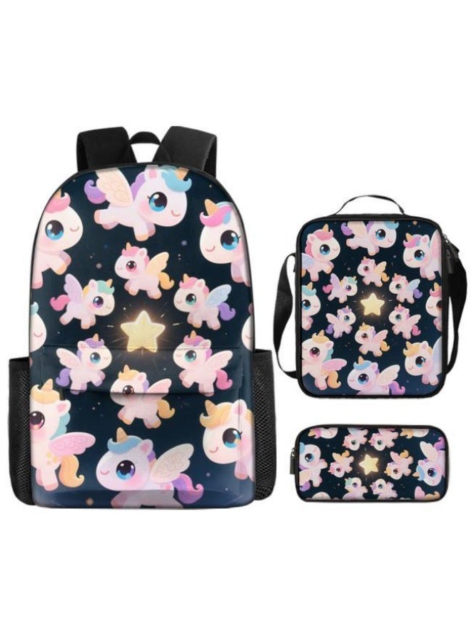 Bright Li Fire Bright Li Fire's new cute cartoon print, three-piece practical bag combination (students, children, friends outings, mountain climbing, etc. are available) - 107  - Image 2