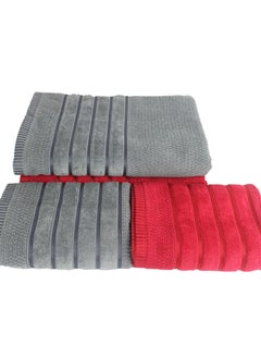 Towel 4 Piece Bathroom  Set SALERINO 525 GSM 100% Cotton Terry 2 Bath  70X140 cm & 2 Hand  50x90 cm Red & Grey Color Soft Feel Super Absorbent - pzsku/ZE5DC5969CA77BB164332Z/45/_/1697099395/749fc77c-3432-4925-9045-ed85a41f8b87