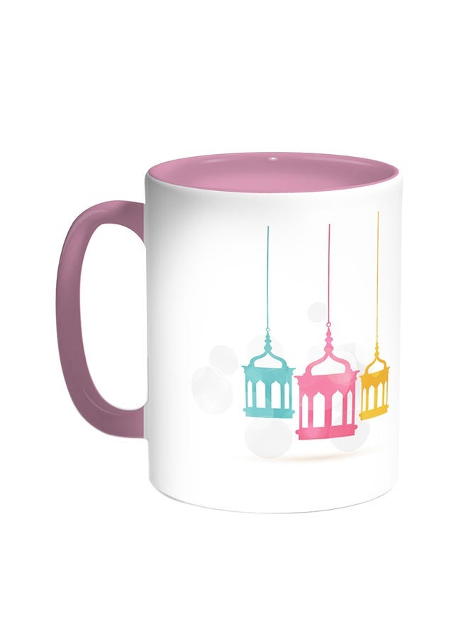 Ramadan Lanterns Printed Coffee Mug Pink/White 11ounce