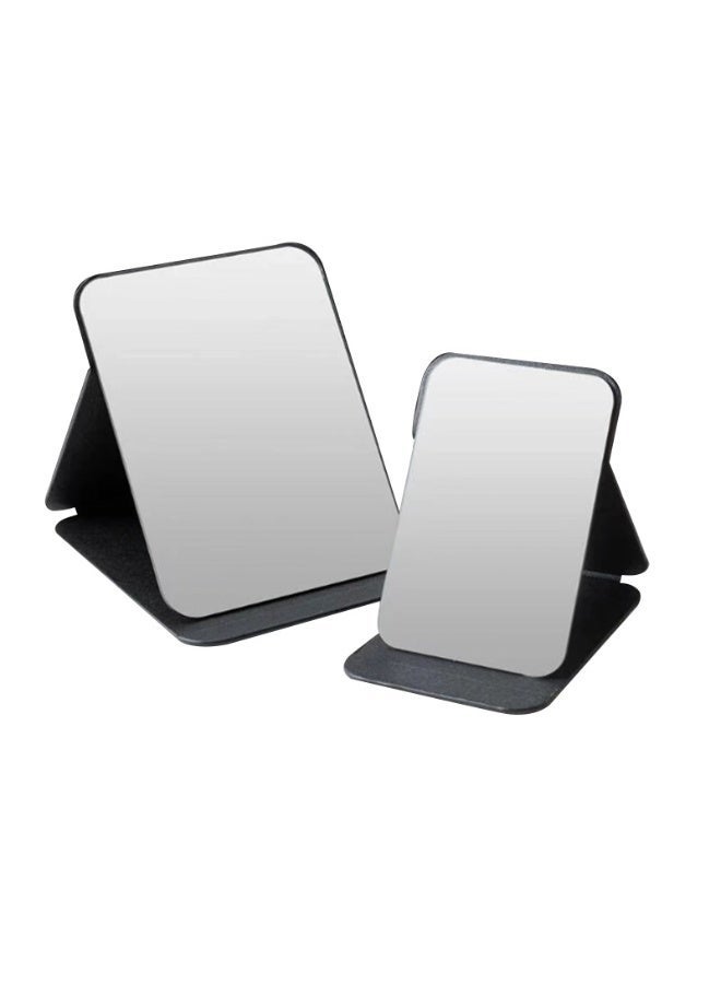 Folding Tabletop Mirror with PU Leather, 25.5 * 18CM Portable Travel Mirror, Folding Mirror with Stand, Desktop Vanity Mirror for Office Desk, Travel, Camping - Image 2