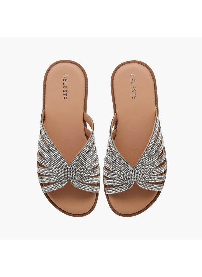 Celeste Girls Embellished Slip-On Flat Sandals - G14895-AA70  - Image 1