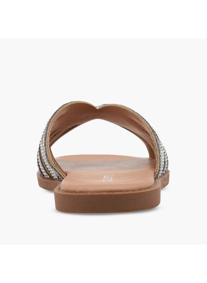 Celeste Girls Embellished Slip-On Flat Sandals - G14895-AA70  - Image 4