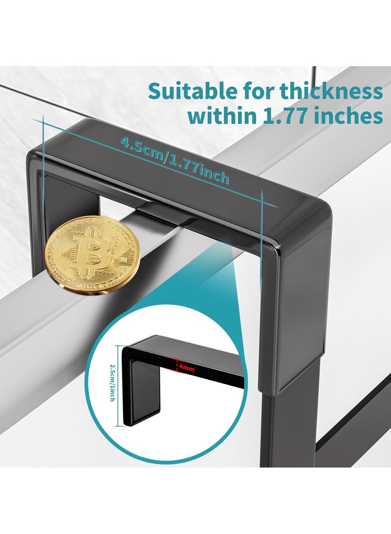 شو وو علبة دش معلقة فوق الباب، منظم دش من 3 طبقات معلق مع حامل الصابون، أرفف دش مقاومة للصدأ مع خطافات للحمام، بدون حفر، أسود - Image 4