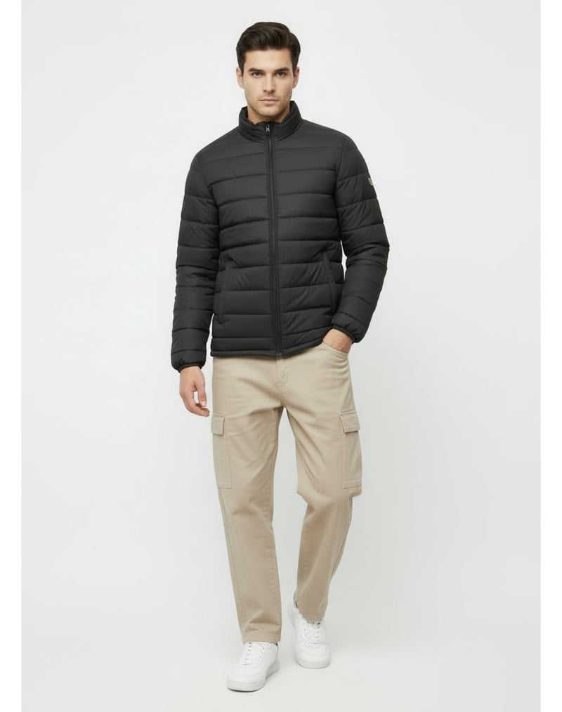 FYLTR Men's Stand Collar Puffer Jacket, Black, M - Image 5